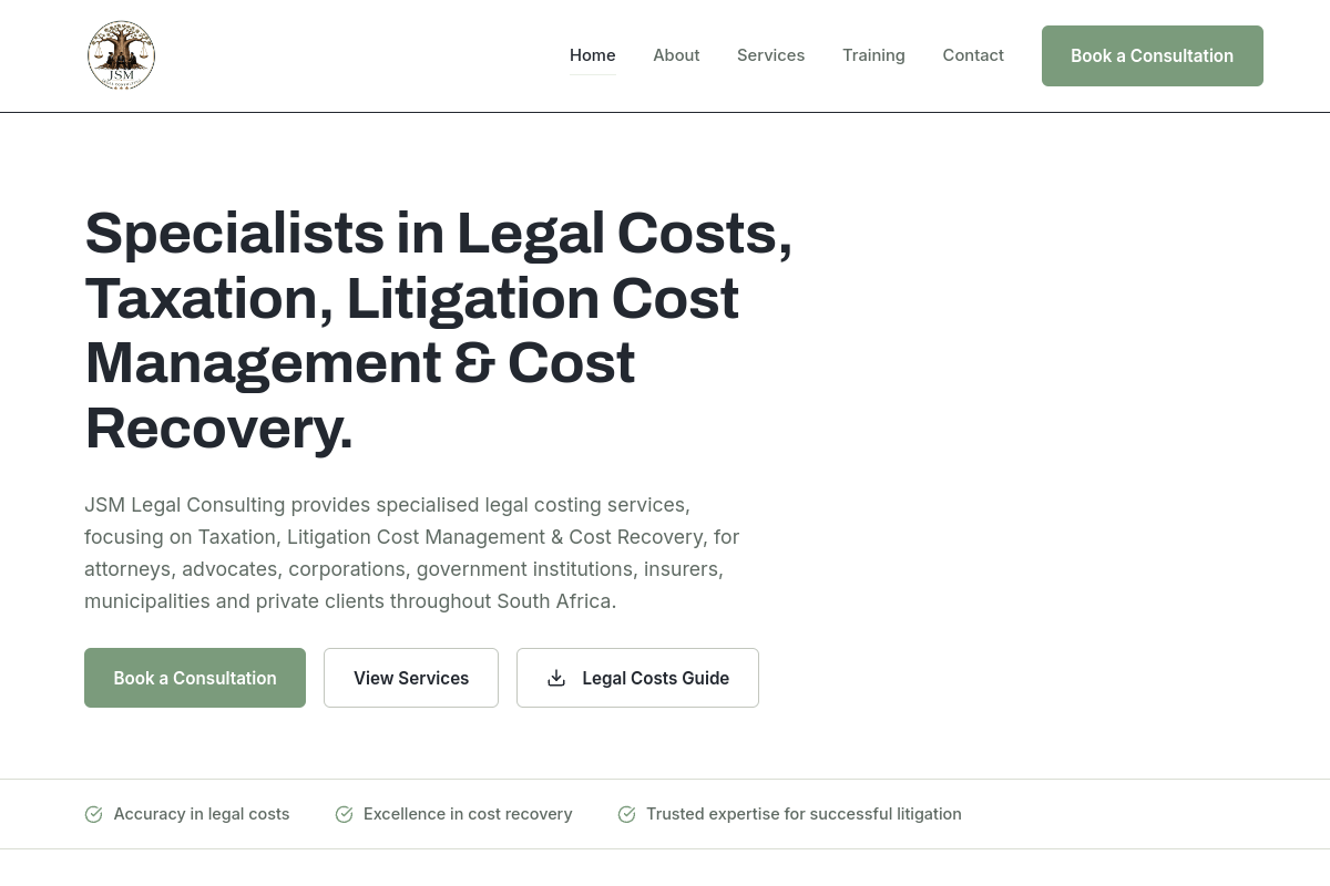 JSM Legal Consulting homepage preview